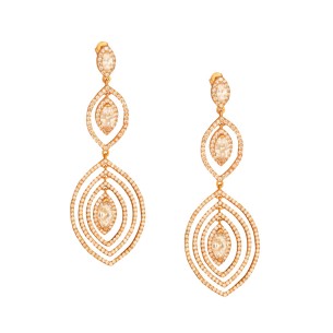 Ασημένια επίχρυσα σκουλαρίκια οβάλ Σταγόνες