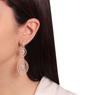 Ασημένια επίχρυσα σκουλαρίκια οβάλ Σταγόνες