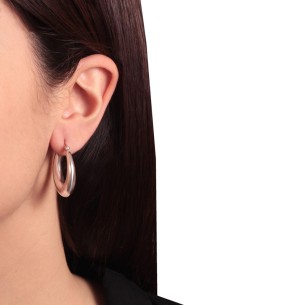 Ασημένια επιπλατινωμένα σκουλαρίκια Κρίκοι 28.00mm