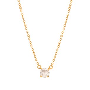 Ασημένιο επίχρυσο κολιέ Μονόπετρο