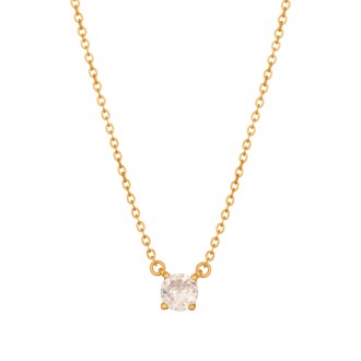 Ασημένιο επίχρυσο κολιέ Μονόπετρο