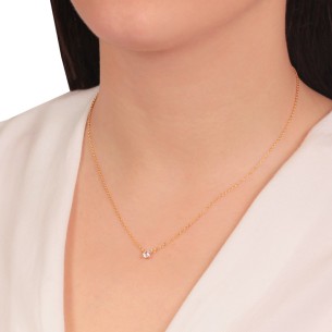 Ασημένιο επίχρυσο κολιέ Μονόπετρο