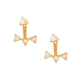 Ασημένια επίχρυσα σκουλαρίκια ear jacket Τρίγωνα