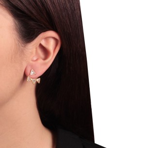 Ασημένια επίχρυσα σκουλαρίκια ear jacket Τρίγωνα