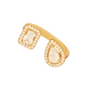 Ασημένιο επίχρυσο δαχτυλίδι Δίπετρο