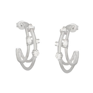 Ασημένια σκουλαρίκια Τρίσειροι Κρίκοι Ζιργκόν