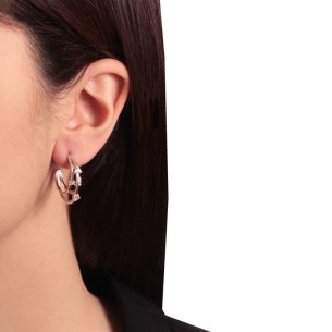 Ασημένια σκουλαρίκια Τρίσειροι Κρίκοι Ζιργκόν