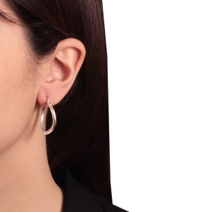 Ασημένια επιπλατινωμένα σκουλαρίκια Κρίκοι Καμπύλες 27.00mm