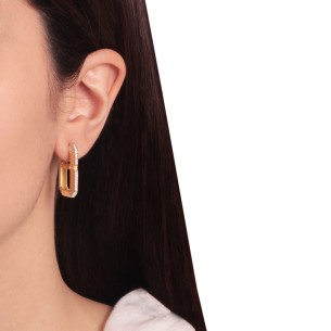 Ασημένια επίχρυσα σκουλαρίκια huggies Τετράγωνα