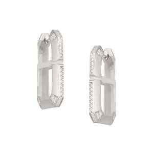 Ασημένια σκουλαρίκια huggies Τετράγωνα