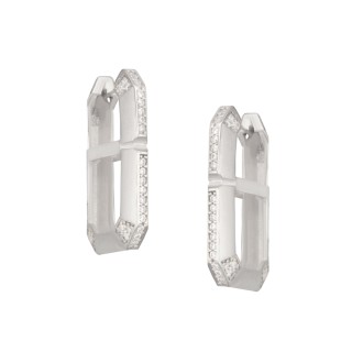 Ασημένια σκουλαρίκια huggies Τετράγωνα