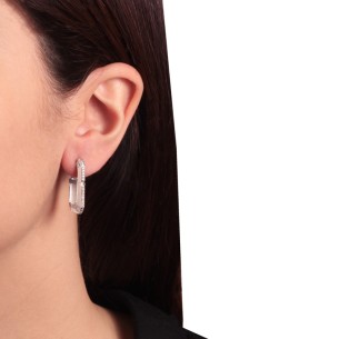 Ασημένια σκουλαρίκια huggies Τετράγωνα
