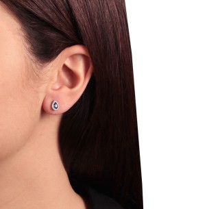 Ασημένια σκουλαρίκια Σταγόνες Ροζέτες