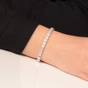 Ασημένιο επιπλατινωμένο βραχιόλι Τετράγωνα