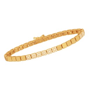 Ασημένιο επίχρυσο βραχιόλι Τετράγωνα