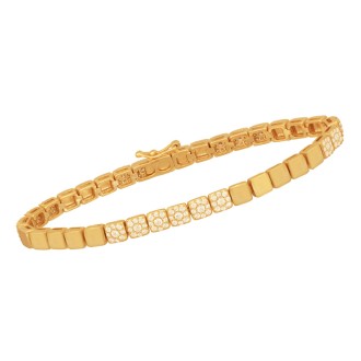 Ασημένιο επίχρυσο βραχιόλι Τετράγωνα