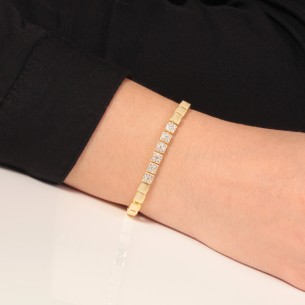 Ασημένιο επίχρυσο βραχιόλι Τετράγωνα