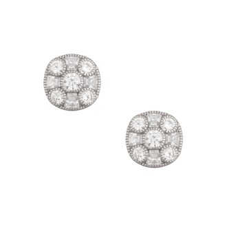 Ασημένιο επιπλατινωμένο σκουλαρίκια Ροζέτες