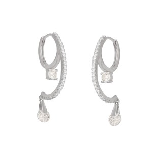 Ασημένια επιπλατινωμένα διπλά σκουλαρίκια Σταγόνες