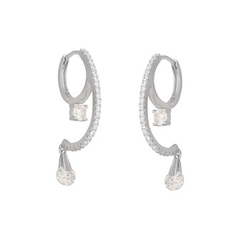 Ασημένια επιπλατινωμένα διπλά σκουλαρίκια Σταγόνες