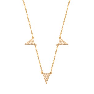 Ασημένιο επίχρυσο κολιέ Τρίγωνα