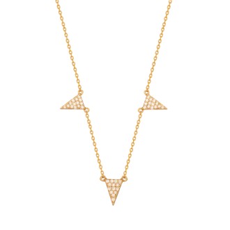 Ασημένιο επίχρυσο κολιέ Τρίγωνα