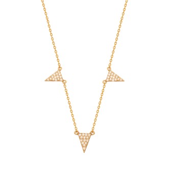 Ασημένιο επίχρυσο κολιέ Τρίγωνα