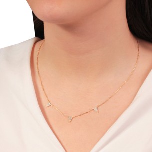 Ασημένιο επίχρυσο κολιέ Τρίγωνα