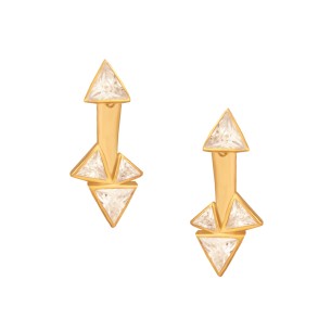 Ασημένια επίχρυσα σκουλαρίκια ear jacket Τρίγωνα