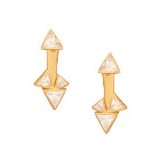 Ασημένια επίχρυσα σκουλαρίκια ear jacket Τρίγωνα