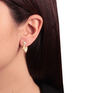Ασημένια επίχρυσα σκουλαρίκια ear jacket Τρίγωνα