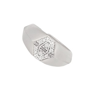 Ασημένιο επιπλατινωμένο δαχτυλίδι Εξάγωνο Ρόμβος