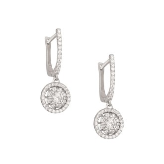 Ασημένια σκουλαρίκια huggies Κρίκοι Ροζέτες