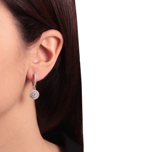 Ασημένια σκουλαρίκια huggies Κρίκοι Ροζέτες