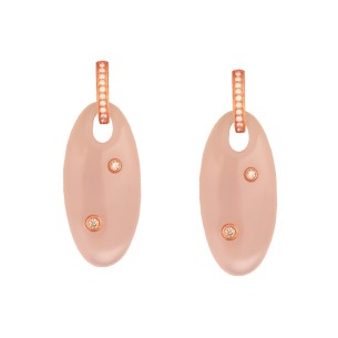 Ασημένια ρόζ σκουλαρίκια Οβάλ Ορυκτές Πέτρες