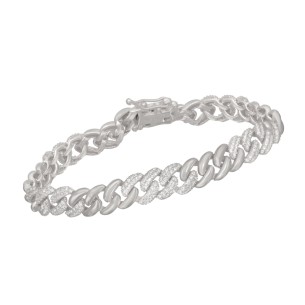 Ασημένιο επιπλατινωμένο βραχιόλι Αλυσίδα Gourmet