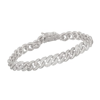 Ασημένιο επιπλατινωμένο βραχιόλι Αλυσίδα Gourmet