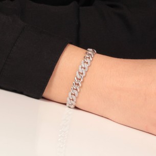 Ασημένιο επιπλατινωμένο βραχιόλι Αλυσίδα Gourmet