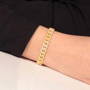 Ασημένιο επίχρυσο βραχιόλι Αλυσίδα Gourmet