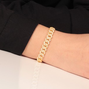 Ασημένιο επίχρυσο βραχιόλι Αλυσίδα Gourmet