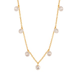 Ασημένιο κολιέ Αλυσίδα Μονόπετρα Briole