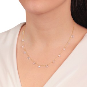 Ασημένιο κολιέ Αλυσίδα Μονόπετρα Briole