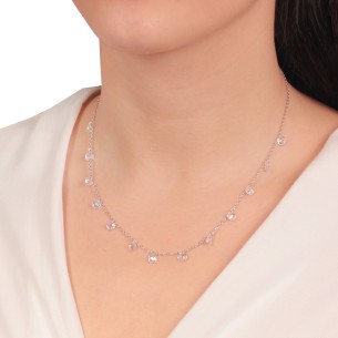 Ασημένιο κολιέ Αλυσίδα Μονόπετρα Briole