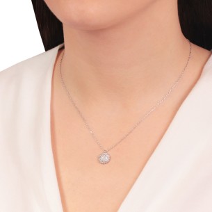 Ασημένιο επιπλατινωμένο κολιέ Δίσκος Στεφάνι