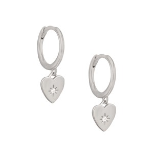 Ασημένια σκουλαρίκια huggies Κρίκοι Καρδιές 11.00mm