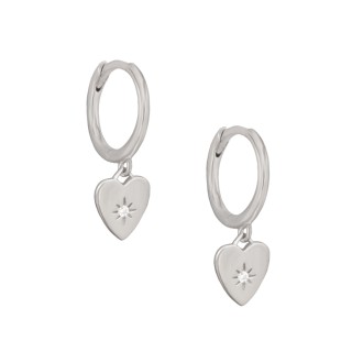 Ασημένια σκουλαρίκια huggies Κρίκοι Καρδιές 11.00mm