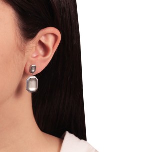 Ατσάλινα επάργυρα σκουλαρίκια Κρύσταλλα