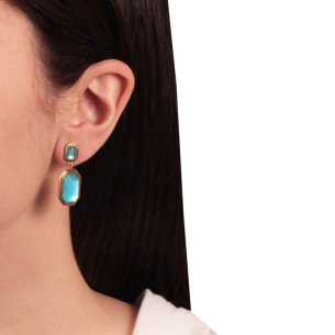 Ατσάλινα επίχρυσα σκουλαρίκια Κρύσταλλα