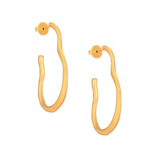 Ατσάλινα επίχρυσα σκουλαρίκια Κρίκοι Κύματα