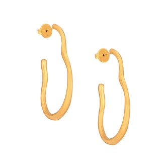 Ατσάλινα επίχρυσα σκουλαρίκια Κρίκοι Κύματα